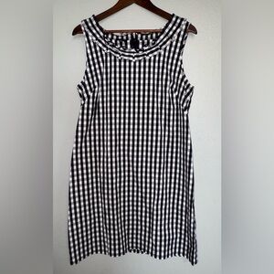 Talbots Gingham Pleated-Neck blk and white dress